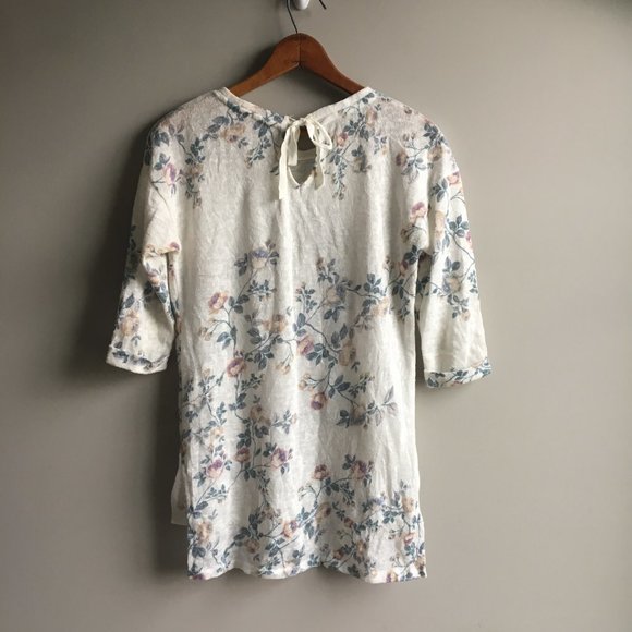 ⚪ LC Lauren Conrad Runway floral cream keyhole pullover blouse - Picture 9 of 16